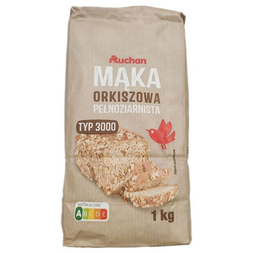 Mąka orkiszowa pełnoziarnista typ 3000   Auchan 1 kg