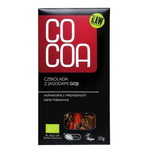 BIO Czekolada surowa z jagodami goji  Cocoa 50 g
